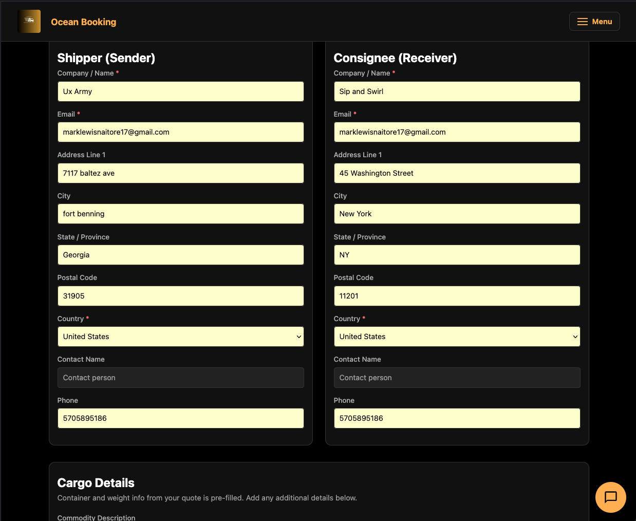 Freight Booking